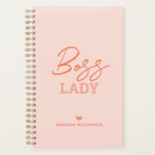Agenda Guión Naranja rosa moderno de Boss Lady Personaliz