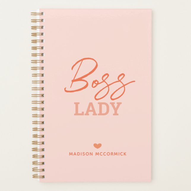 Agenda Guión Naranja rosa moderno de Boss Lady Personaliz (Anverso)