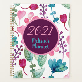 Agenda Guión personalizado del patrón floral de color de