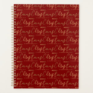 Agenda Guión rojo y oro Feliz Navidad Año Nuevo feliz