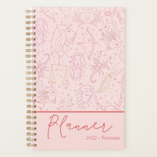 Agenda Guión rosa moderno personaliza la astrología 202