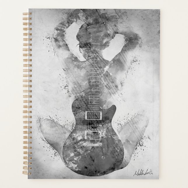 Agenda Guitar Black and White Planners (Anverso)