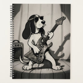 Agenda Guitarrista Basset Hound Estrella de Rock Retro Mo