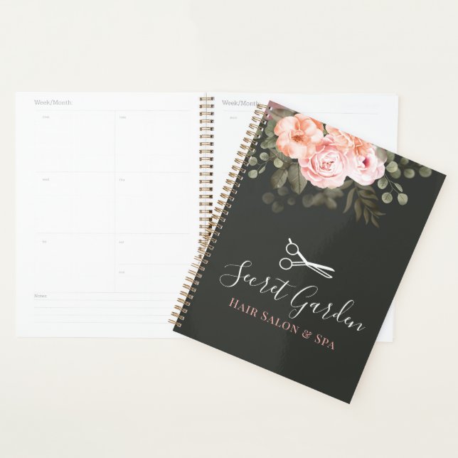 Agenda Hair Salon Elegante Rosa Floral Elegante (Demostración)