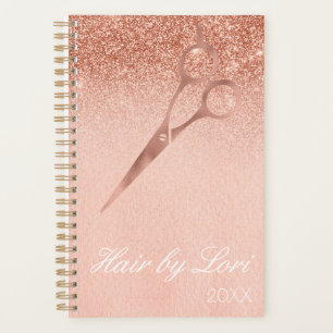 Agenda Hair Stylist Salon Business Rosa Tijeras de oro