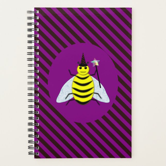 Agenda Halloween Magic Bee Wizard Purple and Black Stripe (Anverso)