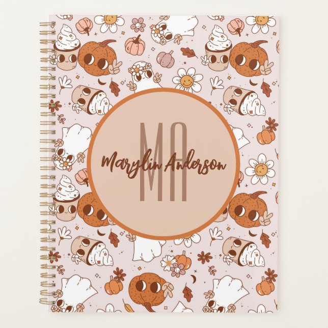 AGENDA HALLOWEEN RETRO GROOVY PUMPKINS Y FANTASMAS (Anverso)