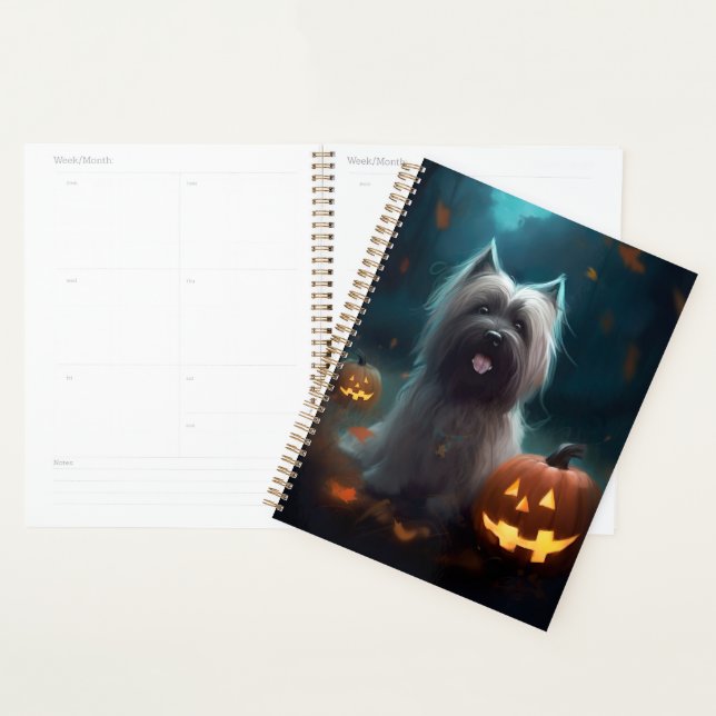 Agenda Halloween Skye Terrier con calabazas aterradoras (Demostración)