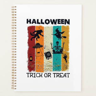 Agenda Halloween Truco o Trato Hombre Lobo Bruja Esquelet