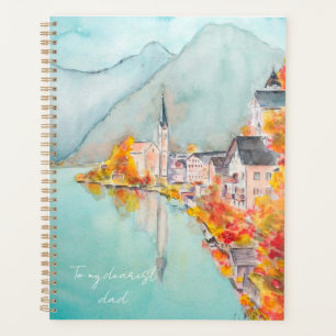 Agenda Hallstatt pintado a mano en acuarela de otoño