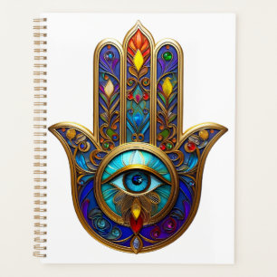 Agenda Hamsa Colorido Dorado Turquesa Zafiro Tercer Ojo
