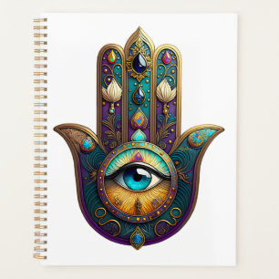 Agenda Hamsa Violeta Dorado Turquesa con Tercer Ojo Turqu