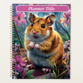 Agenda Hámster entre las flores rosadas