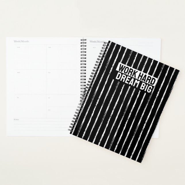 Agenda Hand Drawn Black & White Stripes Yearly Planner (Demostración)