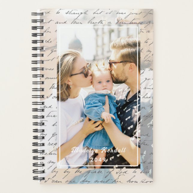 Agenda Handwritten Script Family Photo Personalized (Anverso)