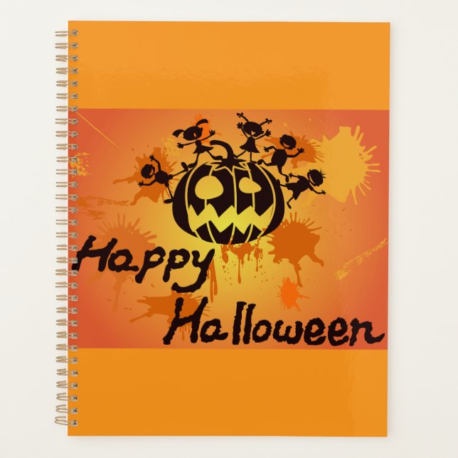 Agenda Happy Halloween Pumpkin Silhouette Illustration (Anverso)