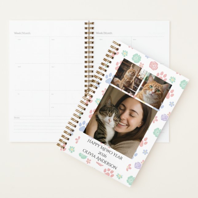Agenda Happy Meow Year 2026 Custom Photo Pet Lover  (Demostración)
