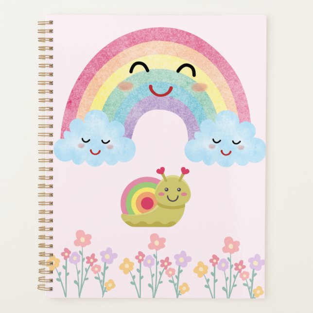 Agenda Happy Smiling Rainbow with Cute Snail & Fluffy  (Anverso)