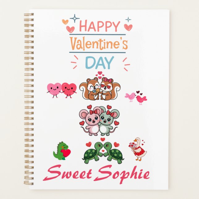 Agenda Happy Valentine’s Day Cute Animal Couples (Anverso)