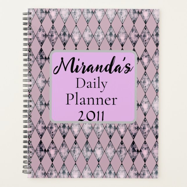 Agenda Harlequin de Lavanda Rosa Personalizado (Anverso)