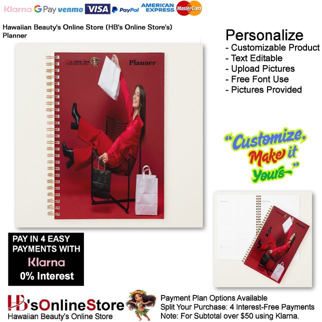 Agenda Hawaiian Beauty's Online Store (HB's Online Store) (Hawaiian Beauty's Online Store's (HB's Online Store) Planner 2.)