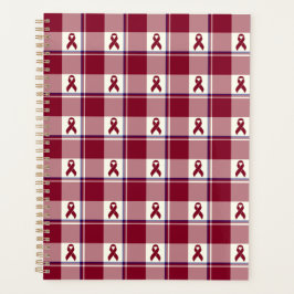 Agenda Head and Neck Cancer Awareness Plaid Burgundy