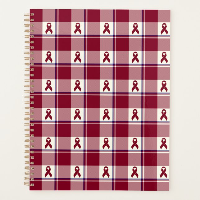 Agenda Head and Neck Cancer Awareness Plaid Burgundy (Anverso)
