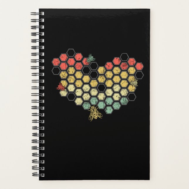 Agenda Heart Coloful Honeycomb With Cute Bees (Anverso)