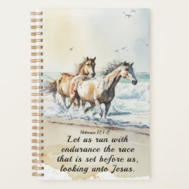 Agenda Hebreos 12 1-2 con Biblia de Caballo Duradero