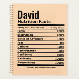 Agenda Hechos Nutritivos Divertido Nombre Personalizado D