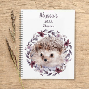 Agenda Hedgehog Cute Watercolor Bebé Nombre animal Calend
