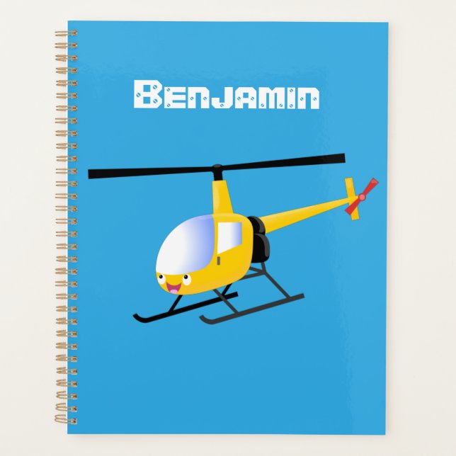 Agenda Helicóptero de personalizado alegre amarillo lindo (Anverso)