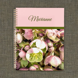 Agenda Hellebore rosa y oliva personalizado de bonito