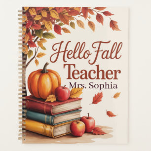 Agenda Hello Fall Teacher Watercolor Otumn Personalizado