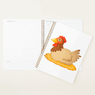 Agenda Hen sentado en Nest Cute Farm Animal