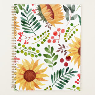 Agenda Hermosa acuarela girasoles y bayas