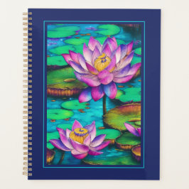 Agenda Hermosa escena de agua con flores rosadas de Lotus