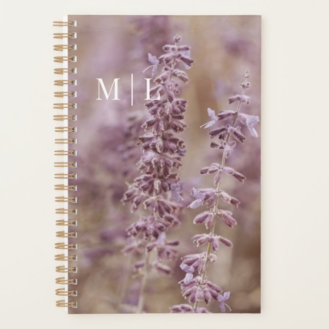 Agenda Hermosa Lavanda Monogramada Montana Wildflowers (Anverso)