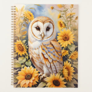 Agenda Hermosa Lechuza De Barn Y Sunflower