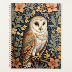 Agenda Hermosa lechuza de época William Morris inspirada 