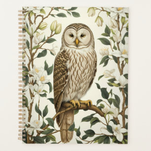 Agenda Hermosa Lechuza Ural Y Flores De Magnolia