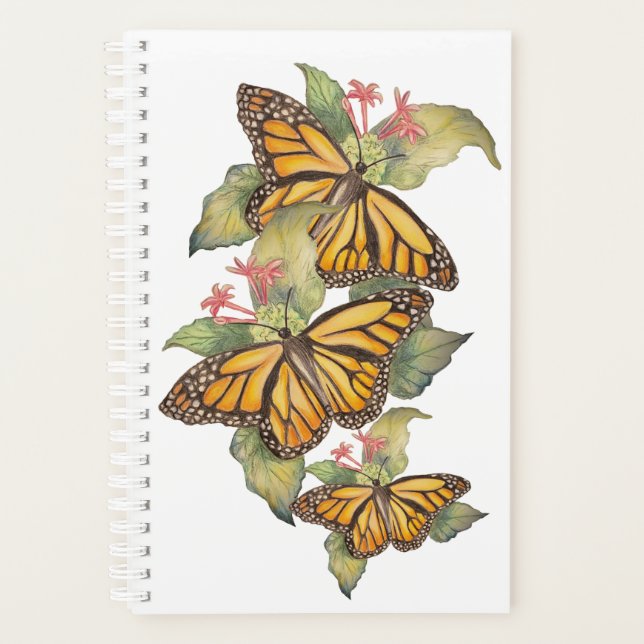 Agenda Hermosa pintura estilo mariposa monarca dorada (Anverso)