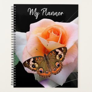 Agenda Hermosa rosa rosa con mariposa