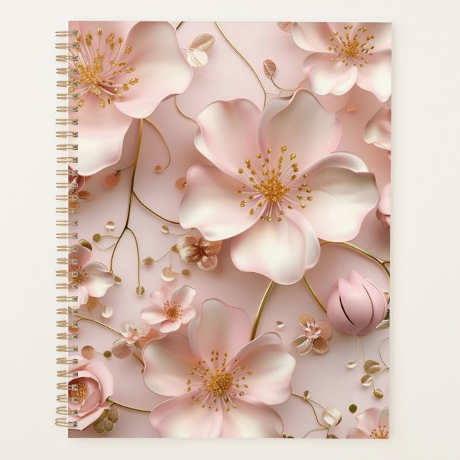 Agenda Hermosas floraciones de color pastel rosa suave (Anverso)