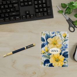 Agenda Hermosas flores amarillas y azules
