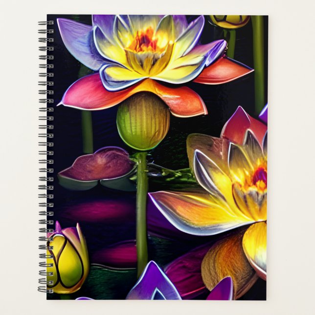 Agenda Hermosas flores de Lotus de noche (Anverso)