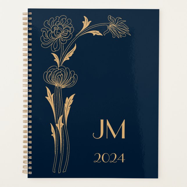 Agenda Hermosas flores de oro Art Déco (Anverso)