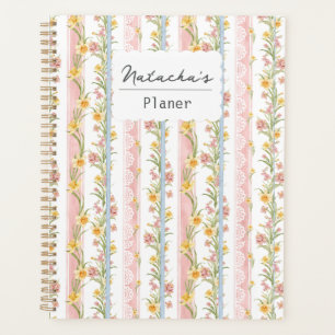 Agenda Hermosas flores Pinky Retro Shabby Personalizado