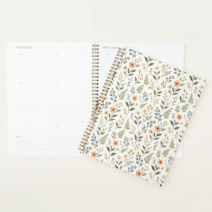 Agenda Hermosas flores silvestres de colores pastel neutr