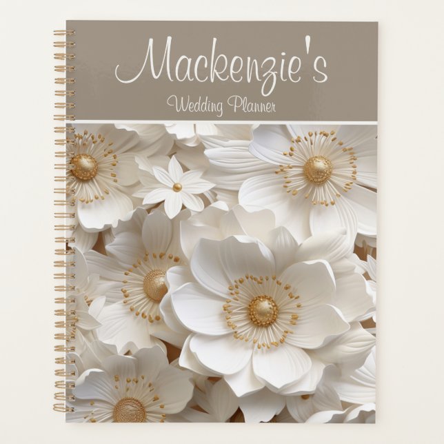 Agenda Hermoso Boda de Gardenia Blanca en 3D (Anverso)
